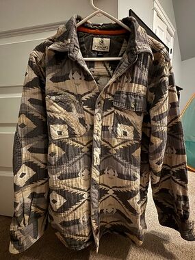 Legendary Whitetails Quilted Aztec Shirt Jacket in Brown and Gray